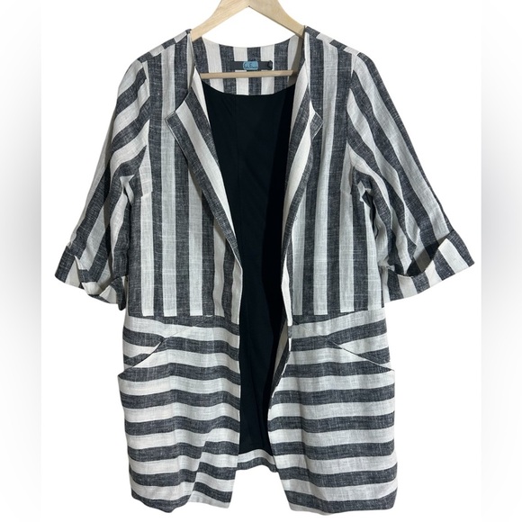 Anthropologie Eva Franco Oversized Striped Linen Blend Blazer Jacket Size SP - Picture 10 of 14